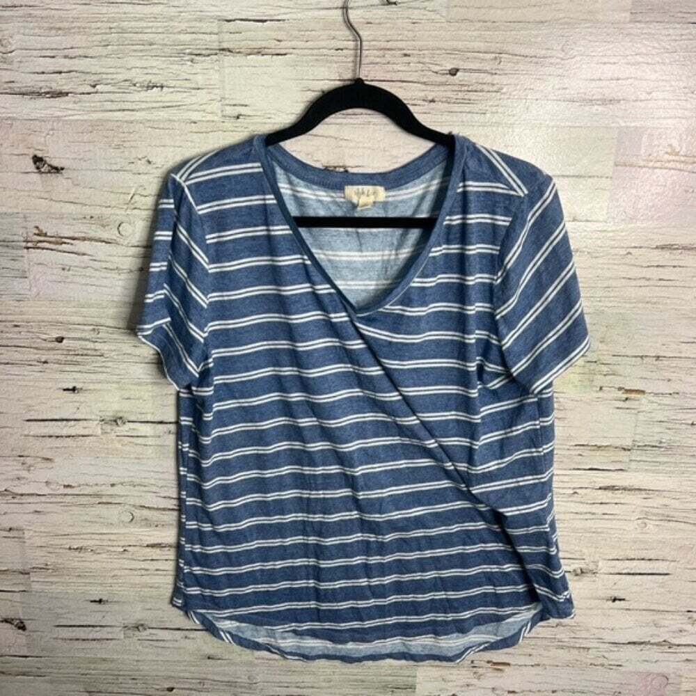 Style & Co Blue and White Short Sleeve T-Shirt Top striped size XL